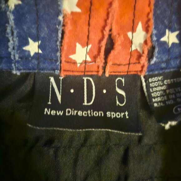 Medium American Flag Striped Jacket Ragged Stars Button-Up Patriotic NDS New Dir - Picture 3 of 12